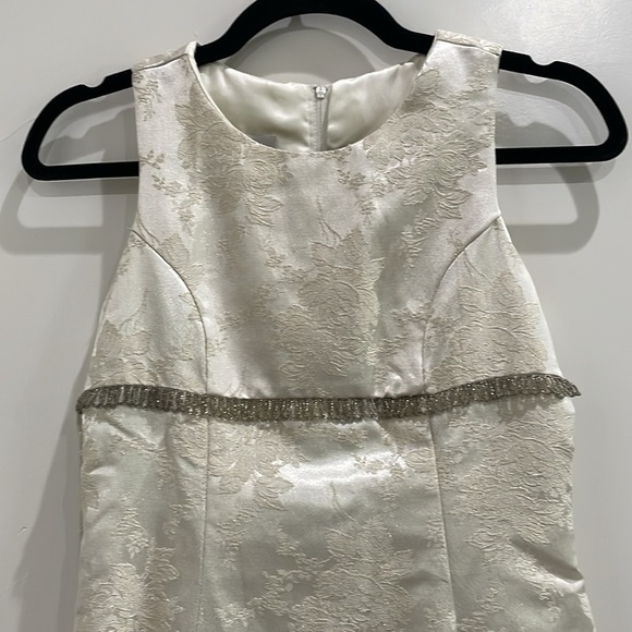 Jessica McClintock Girls Size 12 Beaded Floral Gown Dress Ivory Gold - Picture 2 of 14